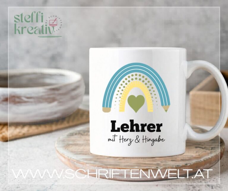 Abschiedsgeschenk Schule, Lehrer mit Herz, Geschenkidee Lehrer, Abschlussklasse, Schüler, Schülerinnen, Tasse,